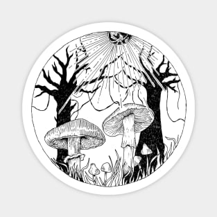 Enchanted forest with mushrooms Magnet